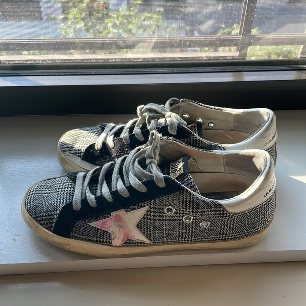 Golden Goose plaid size 7 sneakers - Picture 3 of 4